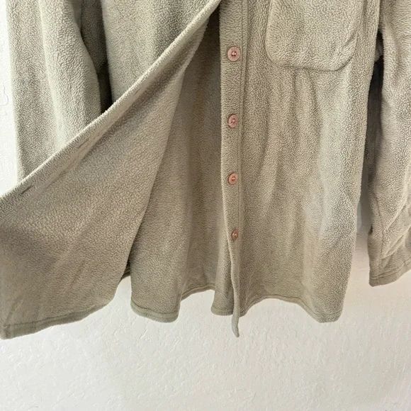 Vintage Hot Cotton By Marc Ware Sage Green Teddy Sherpa Button Down Shacket M - Picture 7 of 15
